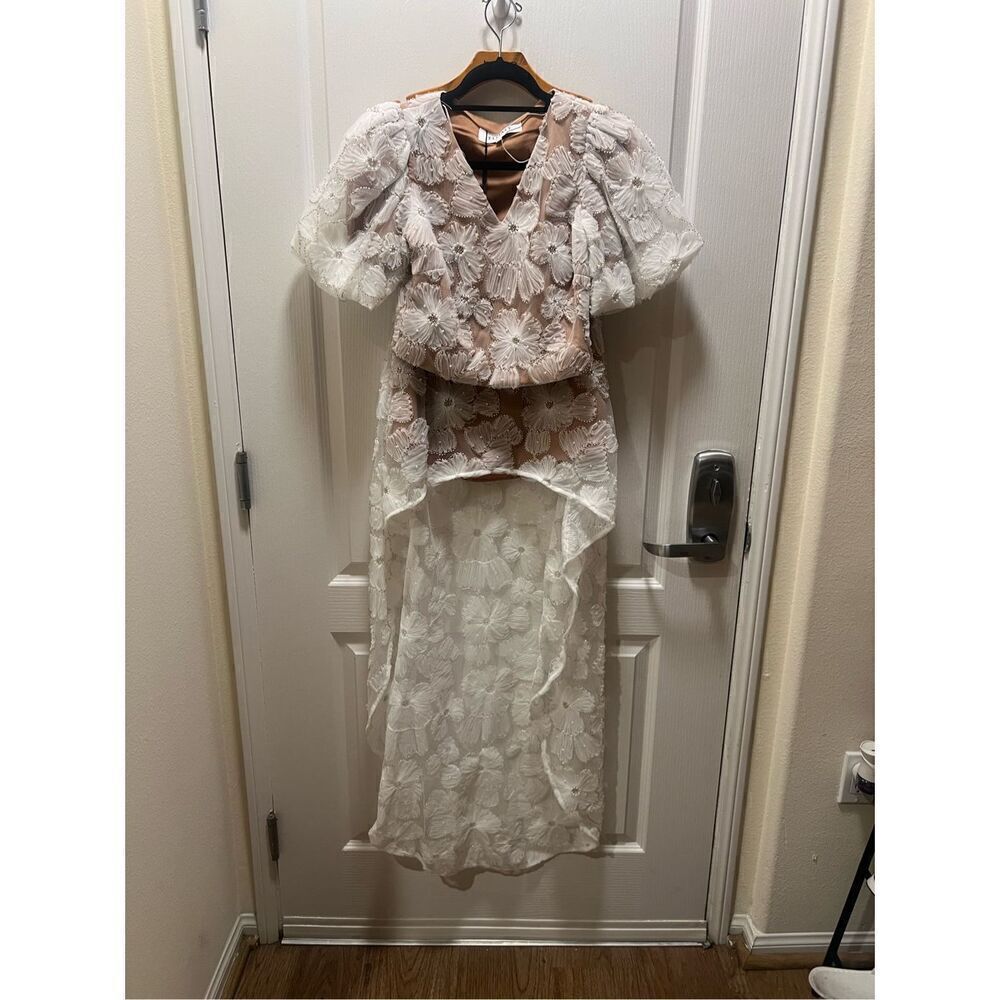Elliatt Indira Floral Top & Skirt Set in Mesh White bridal bachelorette NWT$650 - Picture 7 of 16